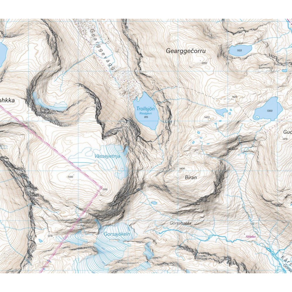 Högalpin karta Abisko och Riksgränsen Calazo